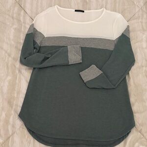 Staccato Colorblock Long Sleeve Top - White & Sage Green